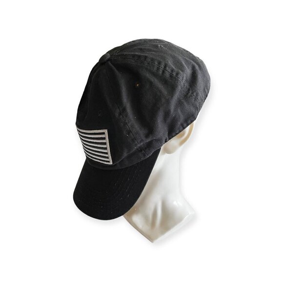 Black & Grey Tactical with USA Flag Patch Snapback Hat - Picture 3 of 5